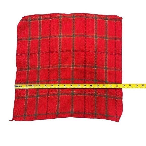 Vintage Christmas Holiday Set Red Green Plaid Table Runner 6 Placemats Napkins - Picture 3 of 5